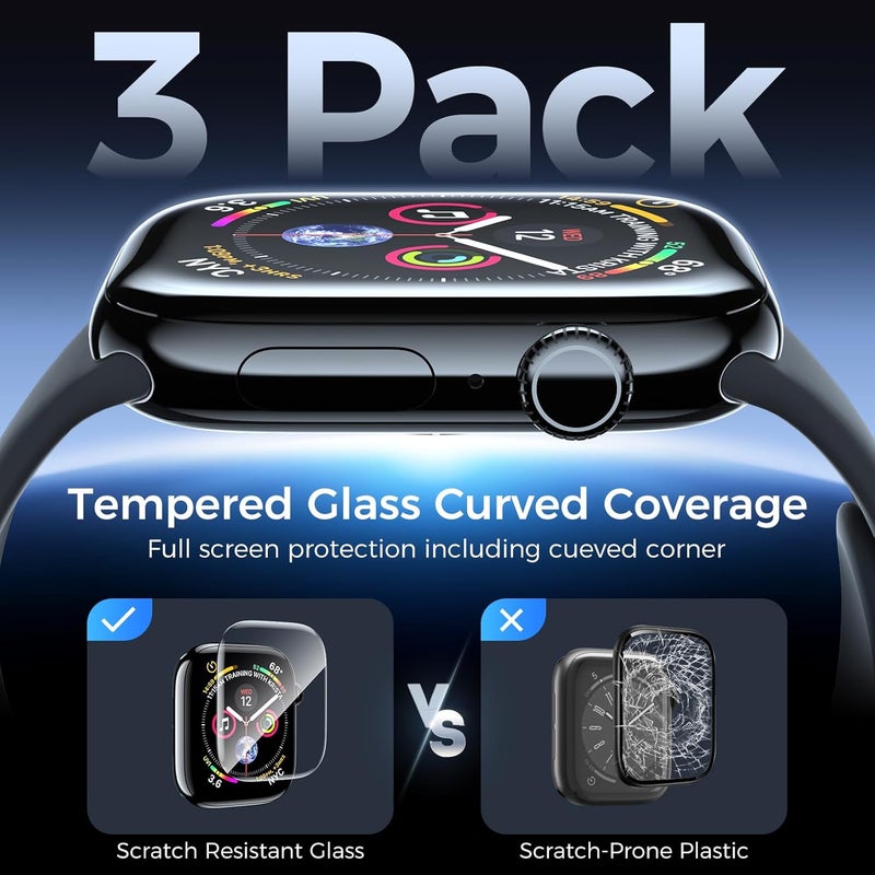 Kopration UV Tempered Glass Screen Protector Compatible with Apple Watch Series SE/6/5/4 40mm, Bubble Free iWatch Screen Protector, Curved Full Coverage Screen Protector for iWatch SE/6/5/4 40mm (3 Pack) - Image 4